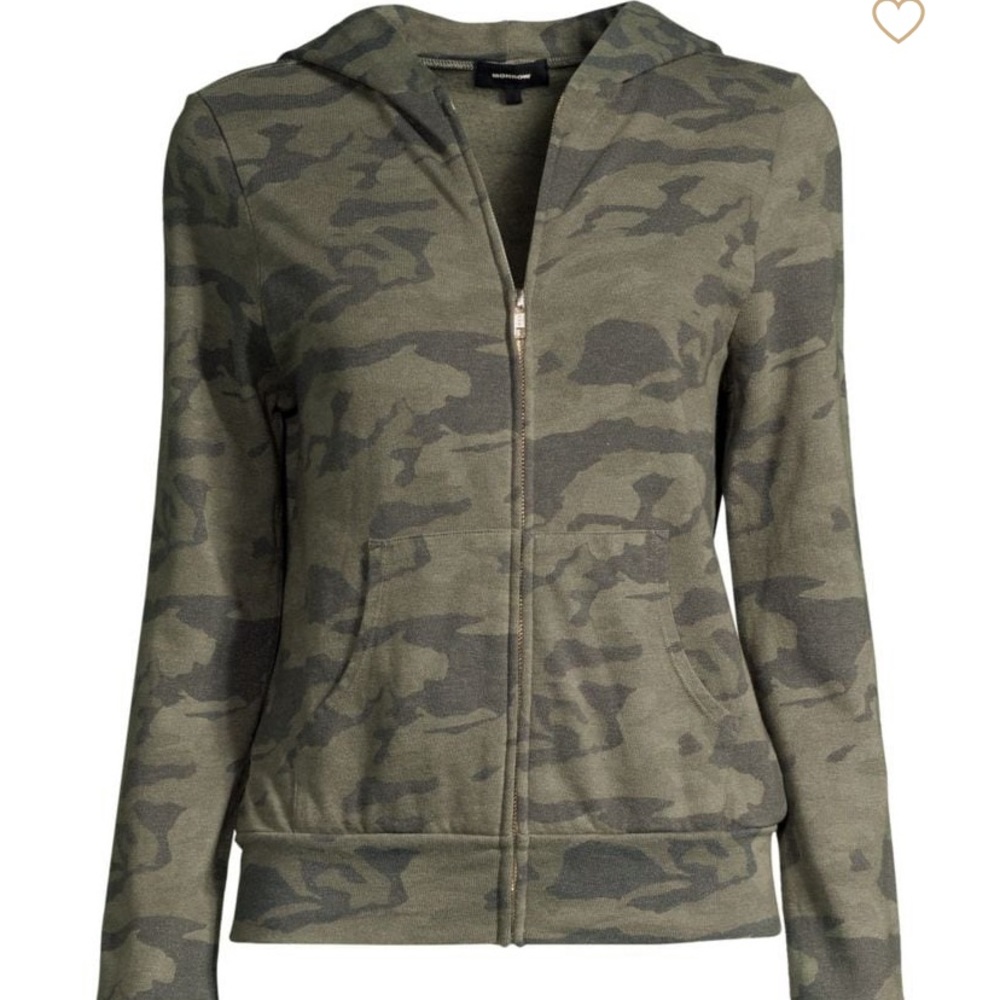 Monrow Camo Zip Up Hoodie